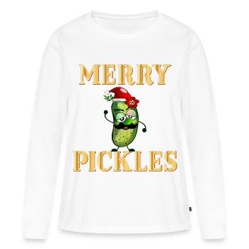 Cornichons Joyeux Noël - T-shirt manches longues Premium bio Femme - blanc - Devant - Julia (174cm)