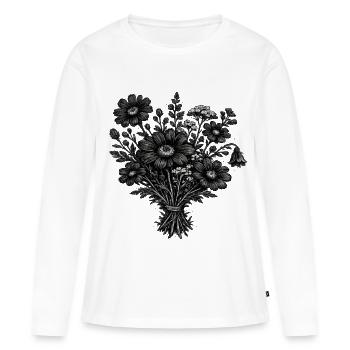 Vintage Wildflowers Linocut Botany - Women's Premium Organic Long Sleeve Shirt - white - Front - Julia (174cm)
