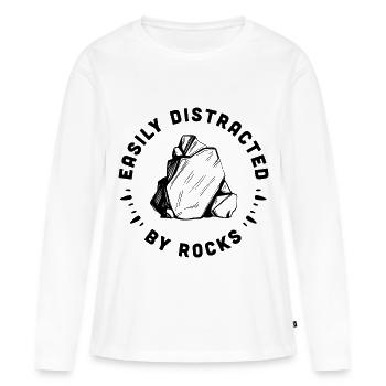 Collectionneur de roches, géologue passionné de roches, humour - T-shirt manches longues Premium bio Femme - blanc - Devant - Julia (174cm)