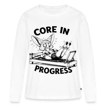 Drôle de dicto Pilates | Cadeau pour fan de Pilates - T-shirt manches longues Premium bio Femme - blanc - Devant - Julia (174cm)