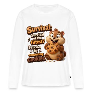 Cookie Hero : Survivre avec des cookies - T-shirt manches longues Premium bio Femme - blanc - Devant - Julia (174cm)