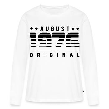 Édition Originale Limitée Août 1976 Anniversaire - T-shirt manches longues Premium bio Femme - blanc - Devant - Julia (174cm)