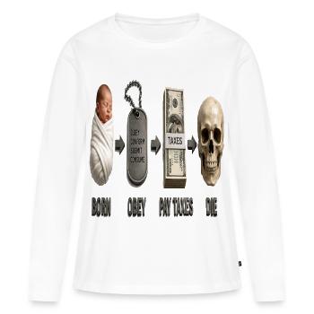 Satire du crâne de bébé antiKonsum - T-shirt manches longues Premium bio Femme - blanc - Devant - Julia (174cm)