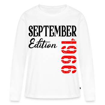 60e anniversaire septembre 1966 - T-shirt manches longues Premium bio Femme - blanc - Devant - Julia (174cm)