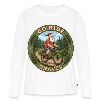 Saint sur un vélo de gravel - T-shirt manches longues Premium bio Femme - blanc - Devant - Julia (174cm)