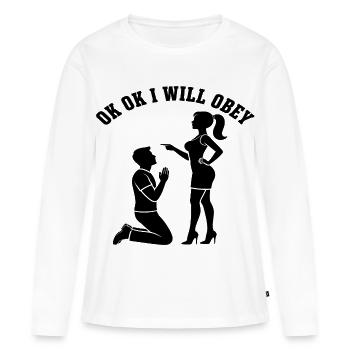 Obéissance de la proposition de mariage à genoux - T-shirt manches longues Premium bio Femme - blanc - Devant - Julia (174cm)