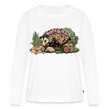 Opossum-Mama mit ihrem Nachwuchs - Frauen Premium Bio Langarmshirt - Weiß - Vorne - Julia (174cm)