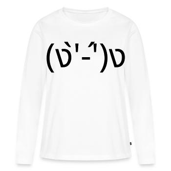 Fight me (ง'̀-'́)ง émotique de combat - T-shirt manches longues Premium bio Femme - blanc - Devant - Julia (174cm)