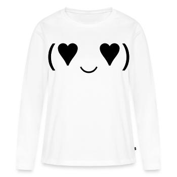 Amorous Emote (♥‿♥) Heart Eyes Kaomoji - Women's Premium Organic Long Sleeve Shirt - white - Front - Julia (174cm)