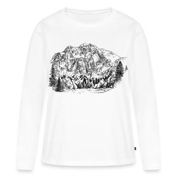 Schermberg Silhouette Hetzau Totes Gebirge Design - T-shirt manches longues Premium bio Femme - blanc - Devant - Julia (174cm)