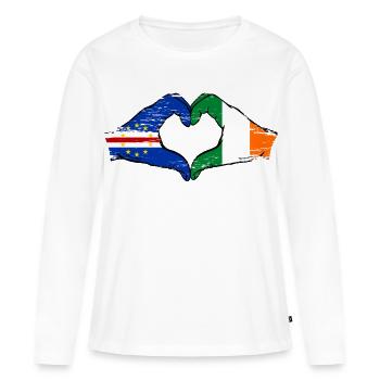 Kap Verde Irland Flagge Hände Herzform used - Frauen Premium Bio Langarmshirt - Weiß - Vorne - Julia (174cm)