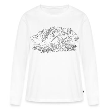 Zugspitze Silhouette | Wetterstein Mountains Peaks - Women's Premium Organic Long Sleeve Shirt - white - Front - Julia (174cm)