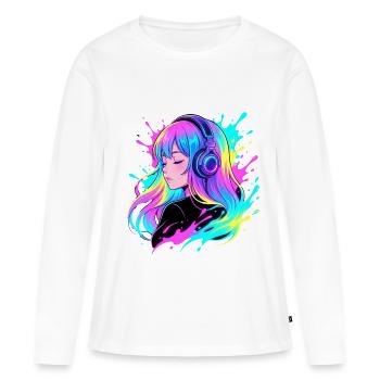 Neon Headphones Girl - Women's Premium Organic Long Sleeve Shirt - white - Front - Julia (174cm)