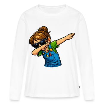 Enseignante de maternelle en dabing - T-shirt manches longues Premium bio Femme - blanc - Devant - Julia (174cm)