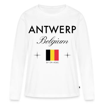 Antwerp Belgium Coordinates Travel Souvenir - Women's Premium Organic Long Sleeve Shirt - white - Front - Julia (174cm)