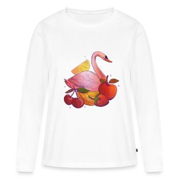 Schwan mit Obst und Zitrusfrüchten - Frauen Premium Bio Langarmshirt - Weiß - Vorne - Julia (174cm)