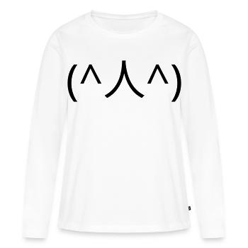 Begging emote (^人^) thank you Kaomoji - Women's Premium Organic Long Sleeve Shirt - white - Front - Julia (174cm)