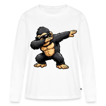 Dab Gorilla - T-shirt manches longues Premium bio Femme - blanc - Devant - Julia (174cm)