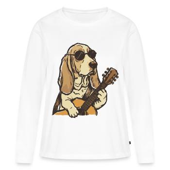 Hippy Beagle Guitar Dog Cool Design - T-shirt manches longues Premium bio Femme - blanc - Devant - Julia (174cm)