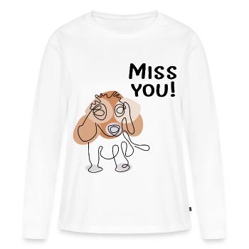 Tu me manques, chien - T-shirt manches longues Premium bio Femme - blanc - Devant - Julia (174cm)