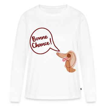Bonne Chance Chien - T-shirt manches longues Premium bio Femme - blanc - Devant - Julia (174cm)