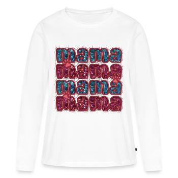 Glitter "Mama" Design Red & Blue with Paw Details - Women's Premium Organic Long Sleeve Shirt - white - Front - Julia (174cm)