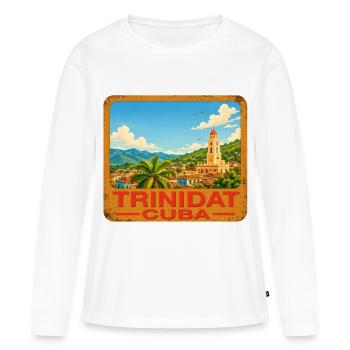 Trinité, Cuba - T-shirt manches longues Premium bio Femme - blanc - Devant - Julia (174cm)