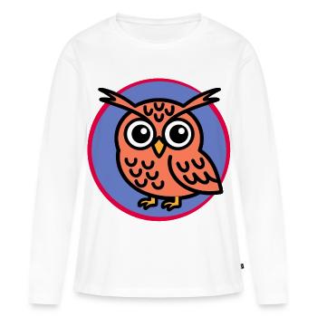 Cartoon Owl - Women's Premium Organic Long Sleeve Shirt - white - Front - Julia (174cm)