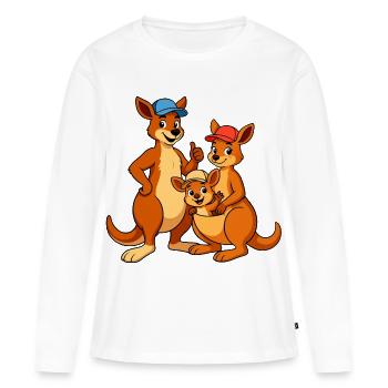 Dessin animé de la famille kangourou - T-shirt manches longues Premium bio Femme - blanc - Devant - Julia (174cm)