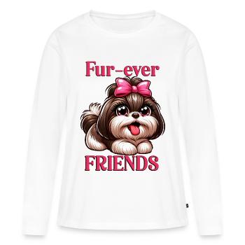 Fur-ever Friends Cute Shih Tzu Girl - Women's Premium Organic Long Sleeve Shirt - white - Front - Julia (174cm)