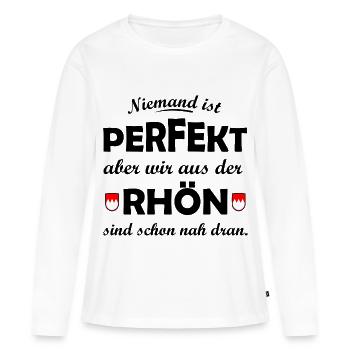 Doppelrote Rhön Zacken auf Schwarz - Frauen Premium Bio Langarmshirt - Weiß - Vorne - Julia (174cm)