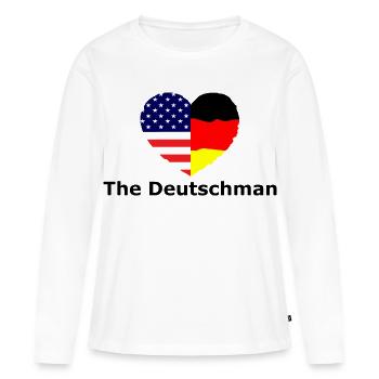 Herzflagge USADeutschland Fusion - Frauen Premium Bio Langarmshirt - Weiß - Vorne - Julia (174cm)