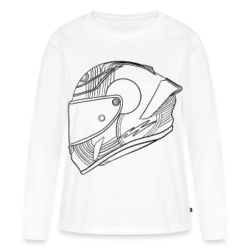 Schwarz Helm - Visier  - Frauen Premium Bio Langarmshirt - Weiß - Vorne - Julia (174cm)