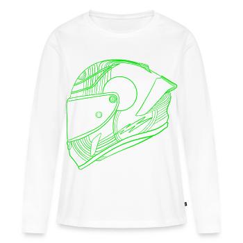 Neon Grün Helm - Visier  - Frauen Premium Bio Langarmshirt - Weiß - Vorne - Julia (174cm)