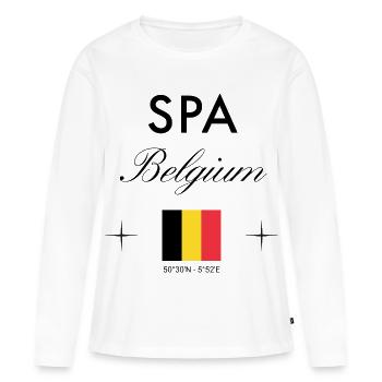 Spa Belgium Coordinates Travel Souvenir - Women's Premium Organic Long Sleeve Shirt - white - Front - Julia (174cm)