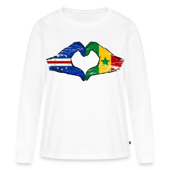 Cape Verde Senegal flag hands heart shape used - Women's Premium Organic Long Sleeve Shirt - white - Front - Julia (174cm)