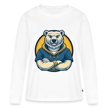 Logo clipart de mascotte Kawaii de l’ours polaire - T-shirt manches longues Premium bio Femme - blanc - Devant - Julia (174cm)