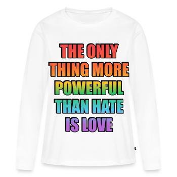 Love Over Hate Rainbow Gradient LGBT Pride - Women's Premium Organic Long Sleeve Shirt - white - Front - Julia (174cm)