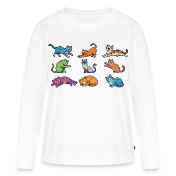 Chats colorés : Pop Art de chatons comiques mignons - T-shirt manches longues Premium bio Femme - blanc - Devant - Julia (174cm)