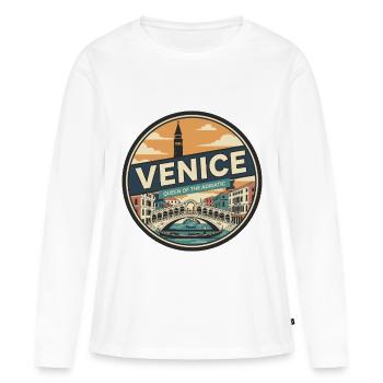 Retro Venice Rialto Bridge Gondelabzeichen - Frauen Premium Bio Langarmshirt - Weiß - Vorne - Julia (174cm)