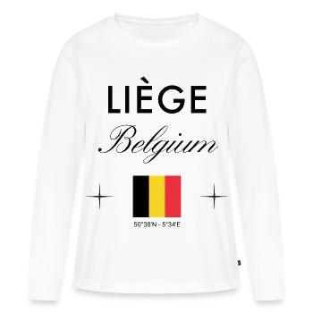 Liège Belgium Coordinates Travel Souvenir - Women's Premium Organic Long Sleeve Shirt - white - Front - Julia (174cm)