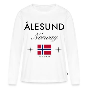Ålesund, Norway, coordinates, travel, souvenir - Women's Premium Organic Long Sleeve Shirt - white - Front - Julia (174cm)