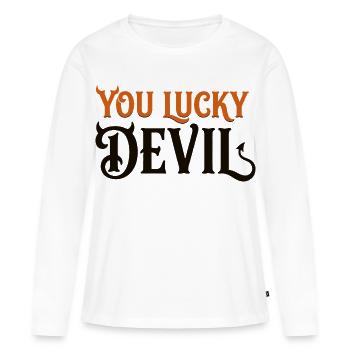 You Lucky Devil - Funny Devil Halloween T-Shirt - T-shirt manches longues Premium bio Femme - blanc - Devant - Julia (174cm)
