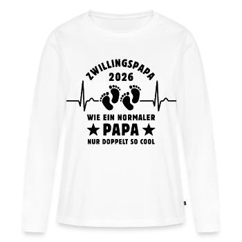 Zwillingspapa 2026 - Cooler Papa - Vatertag - Frauen Premium Bio Langarmshirt - Weiß - Vorne - Julia (174cm)