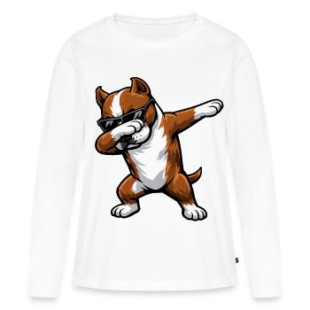 Dabbing American Staffordshire Terrier - Women's Premium Organic Long Sleeve Shirt - white - Front - Julia (174cm)