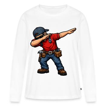 Dabbing Dachdecker - Frauen Premium Bio Langarmshirt - Weiß - Vorne - Julia (174cm)