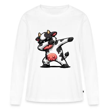 Dabbing Cow - Women's Premium Organic Long Sleeve Shirt - white - Front - Julia (174cm)