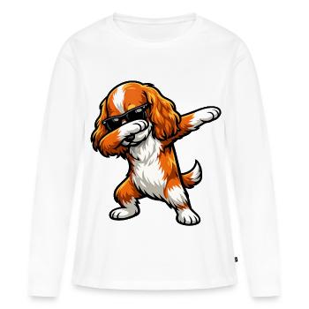 Dabbing Cocker Spaniel - Frauen Premium Bio Langarmshirt - Weiß - Vorne - Julia (174cm)