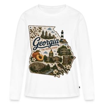 Georgia Peach State Vintage-Kartenaufkleber - Frauen Premium Bio Langarmshirt - Weiß - Vorne - Julia (174cm)
