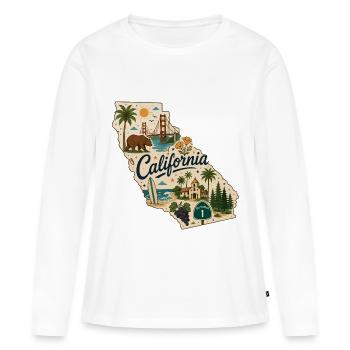 Autocollant de voyage vintage de l’État de Californie - T-shirt manches longues Premium bio Femme - blanc - Devant - Julia (174cm)